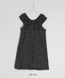 Use Check Puff Shirring Layered One Piece