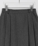 Chocoi banding wool pleated midi skirt
