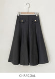 Ollie Pocket Brushed Slit Banding Flare Skirt
