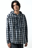 DOODLE HEART CHECK HOOD SHIRTS