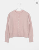 Burm Big Bean Button Round Neck Long Sleeve Knit Cardigan