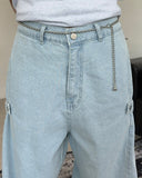 Denif Button Balloon Denim Pants