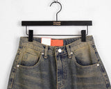 Cama Yellow Washing Vintage Long Wide Denim Pants