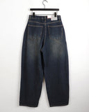 Chiba vintage cat washed long wide denim pants