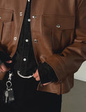 Dian Round Leather Jacket