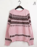 Babe Vintage Snowflake Nordic Round Long Sleeve Knit