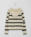 Monku stripe wool hood knit