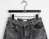 Ints Gray Washing Slit Long Wide Denim Pants