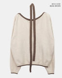 [Muffler SET] Mavin Lip Neck Color Matching One Off Shoulder Wool Long Sleeve Knit