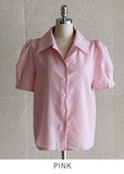 Syue Short Sleeve Puff Collar Shirt Blouse