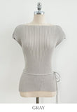 Dare Boat Neck Ribbed Cap Sleeve Knit(Belt Set)