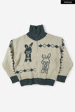 Rabbit knit zip-up sweater