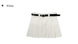 [Belt SET] Genji Belt Denim Pleated Skirt