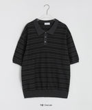 [unisex] Sentez Stripe Boucle Over Short Sleeve Knit