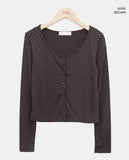 Seka Dot Crop Basic Cardigan