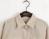 Sahi Vintage Stripe Pocket Roll Crop Long Sleeve Shirt