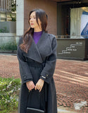 Scone High Neck Shawl Collar Handmade Long Coat (Strap Set)