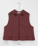 [BAONHAUS] Kenmot Nylon Frill Hood Zip-up Vest