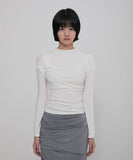 Asymmetrical Draped Mock Neck
