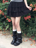 Lying Lace Tiered Banding Mini Skirt