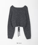 Locoi back ribbon mix color wool crop knit