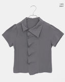 Keshel Shirring Collar Short Sleeve Shirt