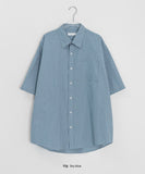 [Unisex] Bitten Check Over Short Sleeve Shirt