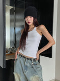 [U-BASIC] Cerandi Ribbed Y Mango Sleeveless