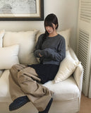Uran bean button round neck long sleeve cardigan