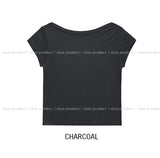 Sheer see-through boat neck cropped short sleeve