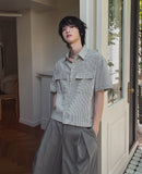 Robre double crop check short sleeve shirt