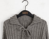 [MADE] Foundy Wool Ribbon Strap Collar Ribbed Long Sleeve Knit
