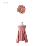[Scrunchie Set] Nora Off-Shoulder Loose Knit