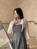 Ramet Tweed Chiffon Tie Flare One Piece