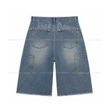 Kota Vintage Back Print Bermuda Denim Pants