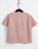 [Ribbon pin] Luce Velvet Ribbon Terry Cropped Short Sleeve T-shirt