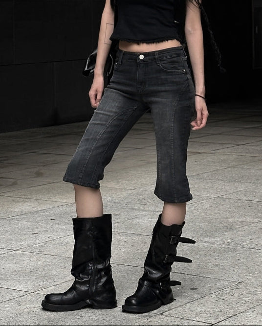 【mnem】Sarah Capri Denim Pants mnem(ムネム) - セラカプリデニムパンツ / Sarah Capri Denim