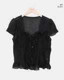 Burun Strap Frill Short Sleeve Blouse
