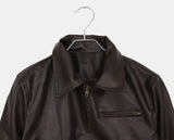 Dunen Collar Zipper Pocket Biker Washing Leather Jacket