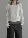 Blend Waffle Layered Halter Sweatshirt