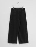 [BAONHAUS] Pikin Black Blue Pin Tuck Denim Wide Pants