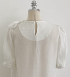 Love It Tie Diagonal Frill Puff Blouse