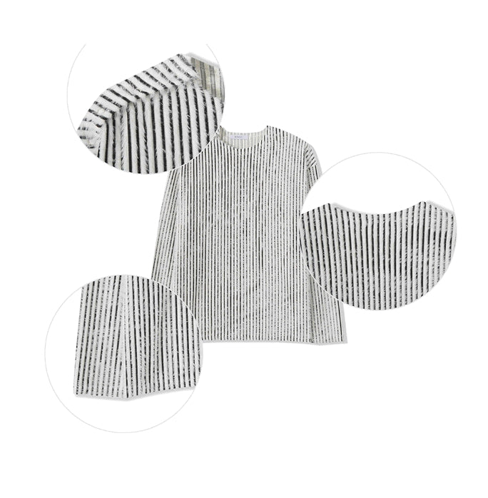 【COSYHARU】Fur stripe snap Tee COSYHARU (コシハル) - ファーストライプスナップTシャツ / Fur
