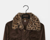 Rotel Leopard Hopi Fur Contrast Corduroy Jacket
