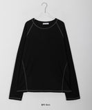 [unisex] Rudim Stitch Ribbed Long Sleeve Tee