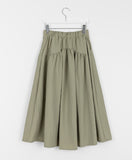 Piru nylon banding shirring long skirt