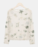 Dubi Flower Mesh See-through Long Sleeve T-shirt