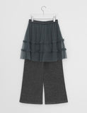 Kidu Wool Brushed Layered Skirt Pants