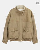 Rasi High Neck Fur Lining Zip-Up Suede Mustang Jacket