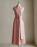 Cheline high neck sleeveless strap long one piece
